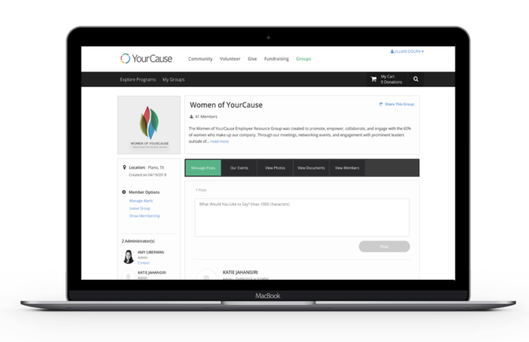 YourCause website screenshot mockup on a macbook