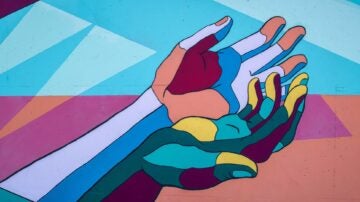 two hands open together
