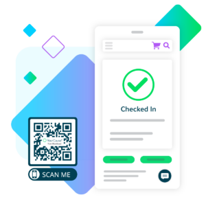 A scan qr code and a mobile check in screenshot
