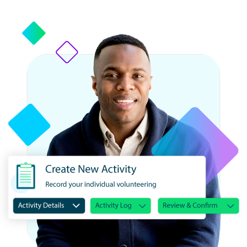 a man smiling with create new activity example below him